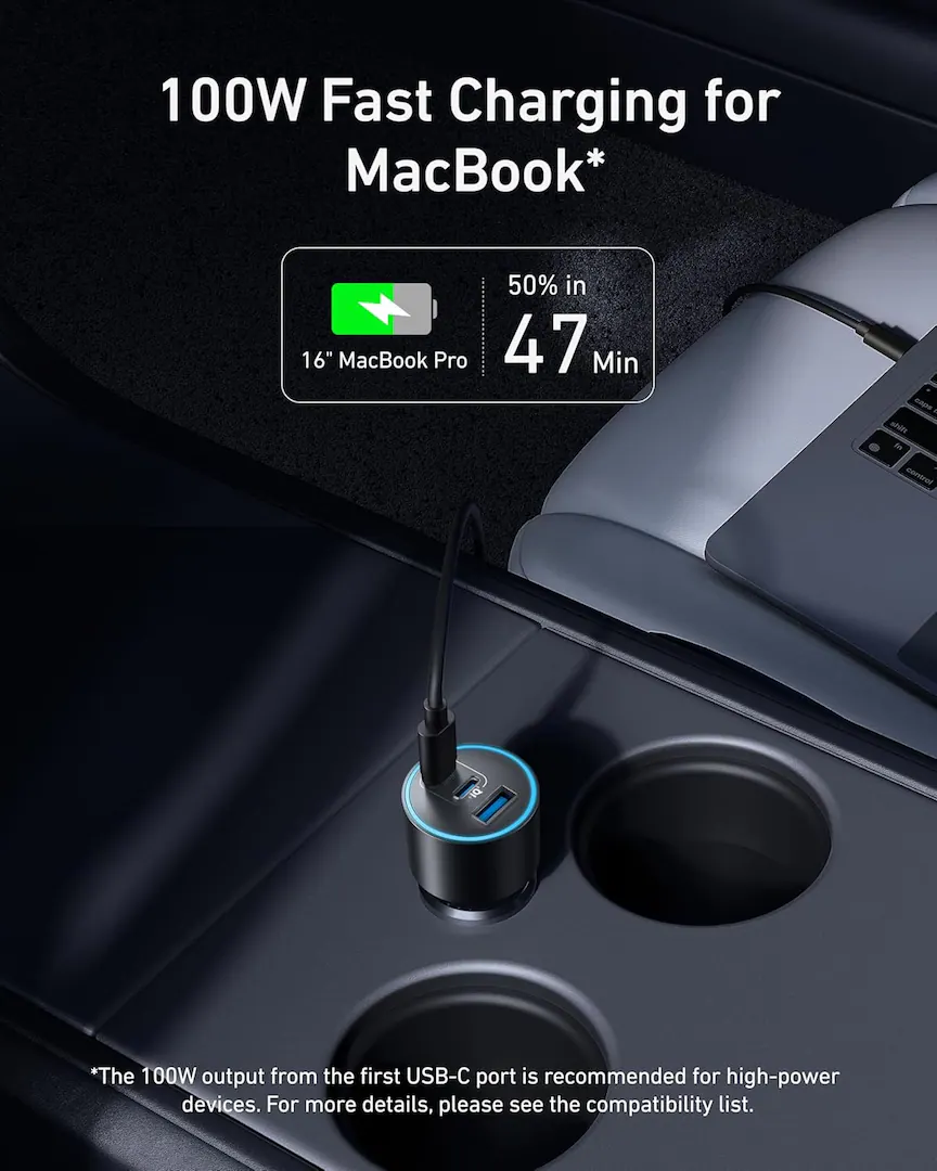 Anker - iPhone 17 USB-C Car Charger, 167.5W Max 3-Port - Gray - Image 3